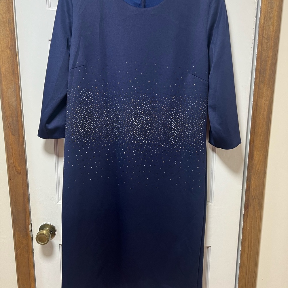 Lily & Taylor NY 18w Navy Embellished Sheath Dress